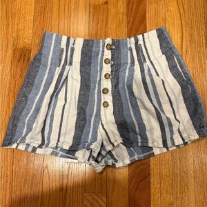Abercrombie & Fitch Striped Blue and White Button-Up Women's Shorts